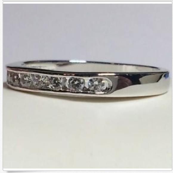 Silver Rhodium Anniversary Ring Eternity Size 10 - Picture 4 of 8